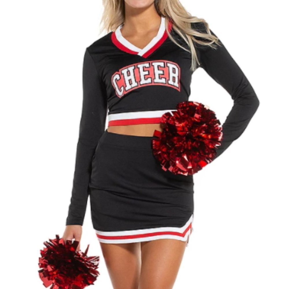 Adult Black & Red Cheerleader Costume